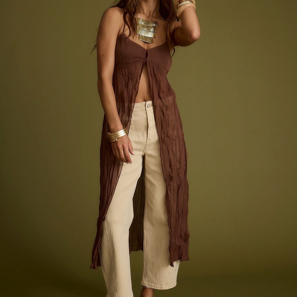 12th Tribe Mischa Brown Longline Cami Top Size MM